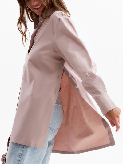 Рубашка женская удлиненная MINAKU: Casual Collection, размер 48, серо-розовая