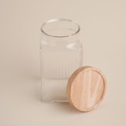 Банка стеклянная для хранения сыпучих продуктов SL Home «Афины», 2 л, 11×20.5 см, с деревянной крышкой - Фото 2
