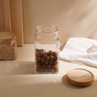 Банка стеклянная для хранения сыпучих продуктов SL Home «Афины», 2 л, 11×20.5 см, с деревянной крышкой - Фото 6