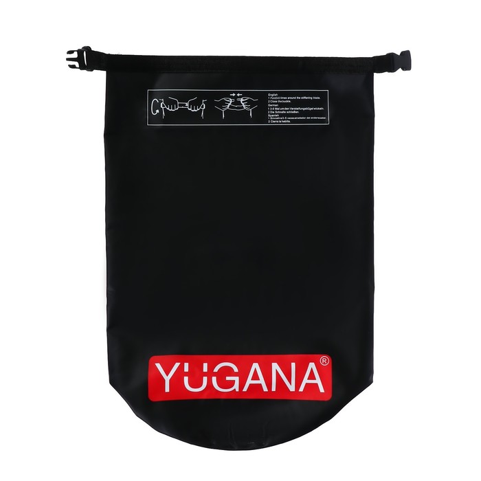 Гермомешок YUGANA, ПВХ, водонепроницаемый 15 литров, один ремень, черный - фото 1905057919