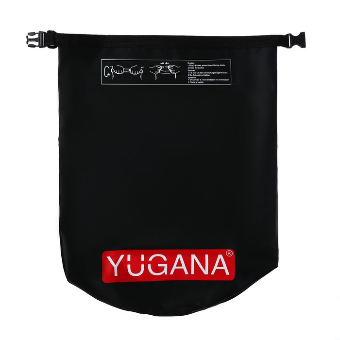 Гермомешок YUGANA, ПВХ, водонепроницаемый 40 литров, один ремень, черный - фото 1926941074