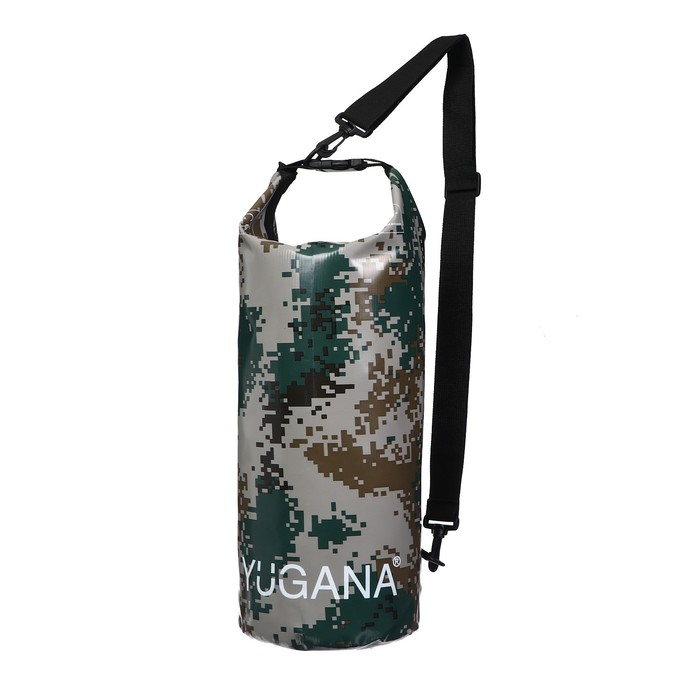 Гермомешок YUGANA, ПВХ, водонепроницаемый 10 литров, один ремень, камуфляж - фото 1910902526