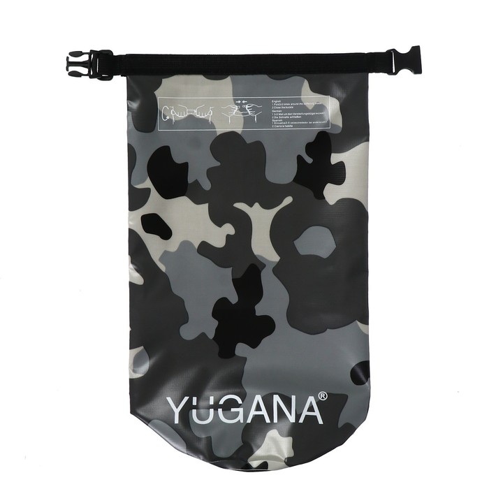 Гермомешок YUGANA, водонепроницаемый 10 литров, один ремень, камуфляж-цифра
