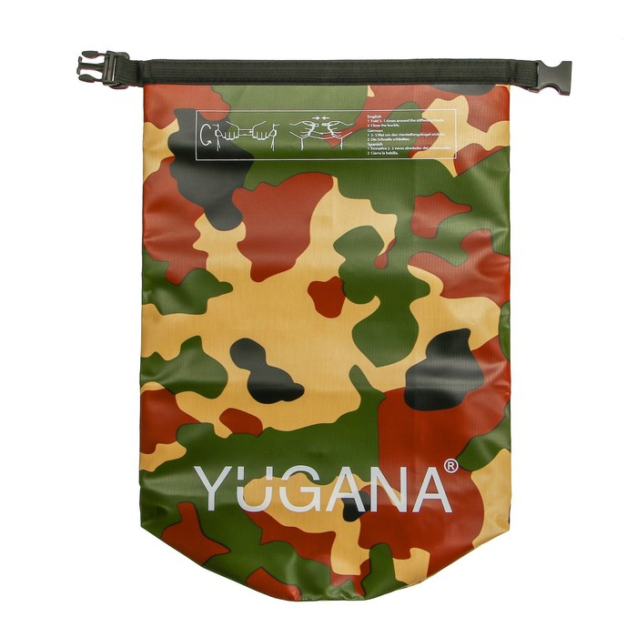 Гермомешок YUGANA, водонепроницаемый 15 литров, один ремень, хаки