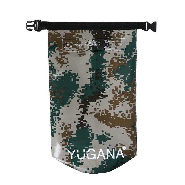 Гермомешок YUGANA, ПВХ, водонепроницаемый 15 литров, один ремень, камуфляж - фото 1905058115