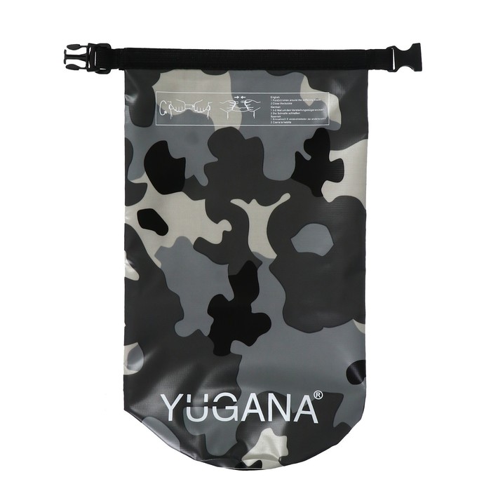 Гермомешок YUGANA, ПВХ, водонепроницаемый 15 литров, один ремень, камуфляж-цифра - фото 1910902578