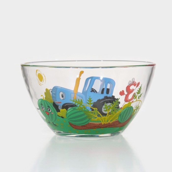 Набор стеклянной посуды «Синий трактор. Цифры», 3 предмета: кружка 250 мл, тарелка 19,5 см, салатник 12,8 см - фото 1907965317