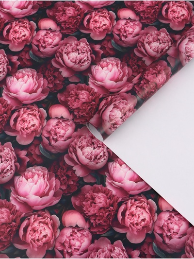 Бумага упаковочная, глянцевая «Пионы» 60×90 см