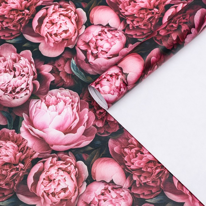 Бумага упаковочная, глянцевая «Пионы» 60×90 см - Фото 1
