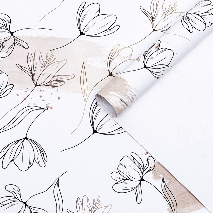 Бумага упаковочная, глянцевая « Цветочный нюд», 40×60 см - Фото 1