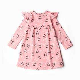 Платье для девочки, цвет розовый/сердечки, рост 104 см
