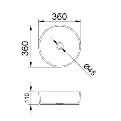 Раковина накладная Comforty CF21003, стеклянная, круглая, прозрачное стекло, 36 см