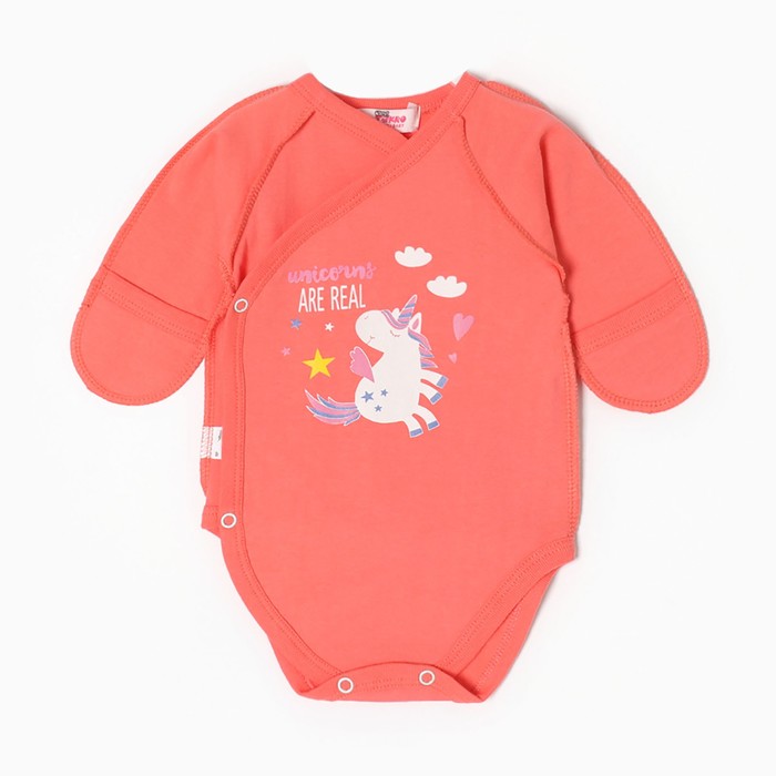 Боди детское, НАЧЁС, цвет коралловый, рост 56-62 см (0-3 мес) - Фото 1