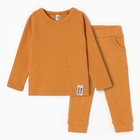 Комплект для мальчика (лонгслив, штанишки), цвет охра, рост 92 см - фото 11853418