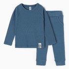 Комплект детский (лонгслив, штанишки), цвет тёмно-голубой, рост 86 см - Фото 1