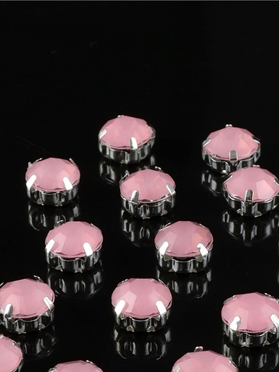 Стразы пришивные «Шатон», круглые, в цапах, d=10 мм, 20 шт., розовые