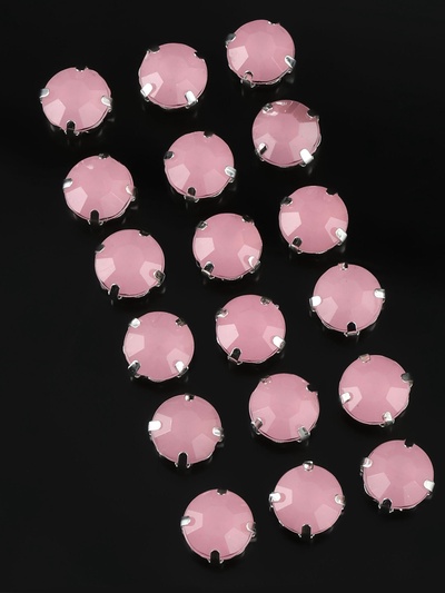 Стразы пришивные «Шатон», круглые, в цапах, d=10 мм, 20 шт., розовые