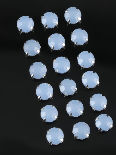 Стразы пришивные «Шатон», круглые, в цапах, d=10 мм, 20 шт., голубые