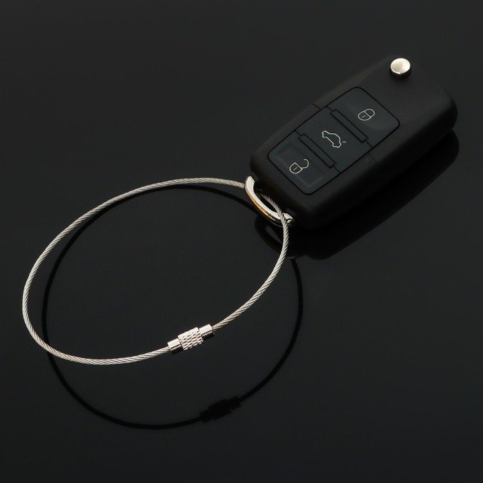 Брелок для ключей TORSO, стальной трос, 25 см, хром - Фото 1