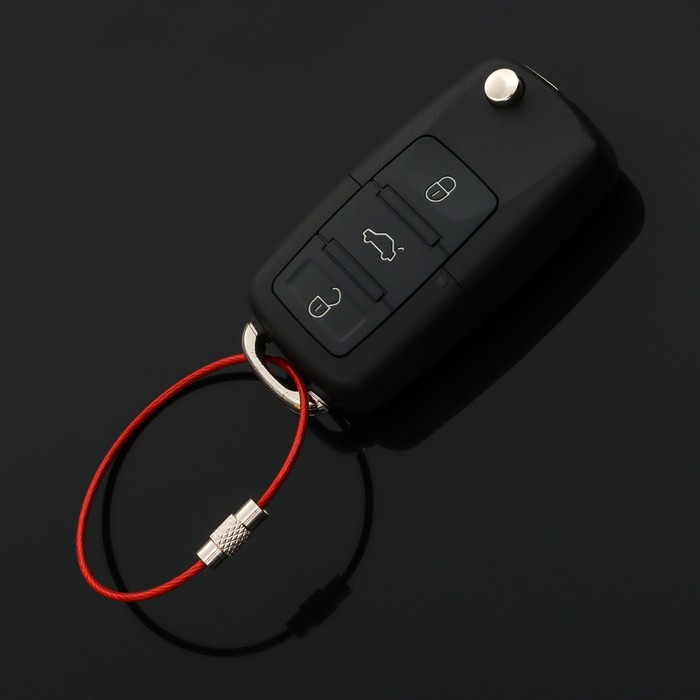 Брелок для ключей TORSO, стальной трос, 15 см, красный - Фото 1