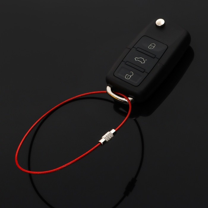 Брелок для ключей TORSO, стальной трос, 25 см, красный - Фото 1