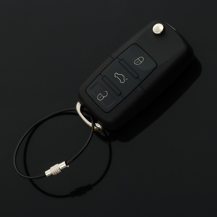 Брелок для ключей TORSO, стальной трос, 15 см, черный - Фото 1