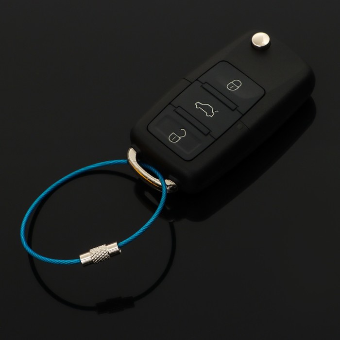 Брелок для ключей TORSO, стальной трос, 15 см, синий - Фото 1