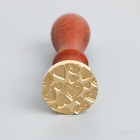 Печать для сургуча с деревянной ручкой "Россыпь сердец" 9х2,5х2,5 см - фото 24637999