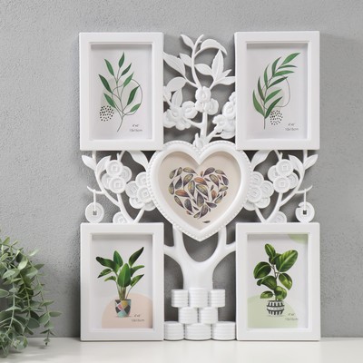 Фоторамка-коллаж на 5 фото 10×15 13×12 «Денежное дерево», белая, 45×35×2.5 см