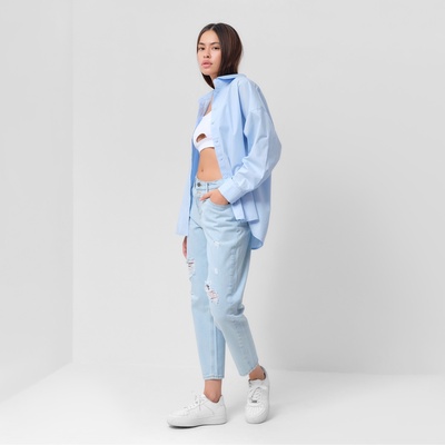 Джинсы женские мом MIST: Denim, размер (32) 50, голубые