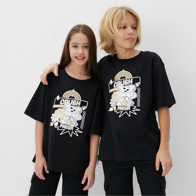 Футболка детская MINAKU: CRUSH, чёрная, рост 164 см