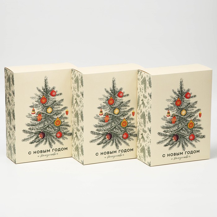 Набор подарочных коробок, 3 шт «Новогодняя ёлка», 22 х 30 х 10 см - Фото 1