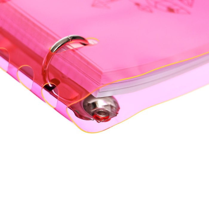 Тетрадь на кольцах А5 120 листов в клетку LOREX "NEON. PINK", со сменным блоком, пластиковая обложка, с наклейками