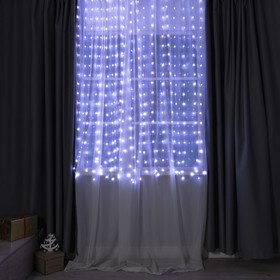 УЦЕНКА Умная гирлянда «Занавес» 2 × 2 м роса, IP20, серебристая нить, 400 LED, пульт ДУ, приложение, свечение RGB, USB