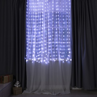 УЦЕНКА Умная гирлянда «Занавес» 2×2 м, IP20, 400 LED, USB, приложение, серебристая нить, свечение RGB