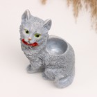 Ваза - карандашница "Кот с бантом" 15х12х10см, серый - Фото 5