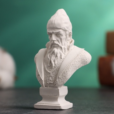 Бюст «Царь Иван Грозный», фигурка гипс, белый, 4×2.5×6.5 см