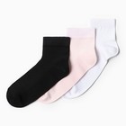 Набор женских носков (3шт), цвет белый/розовый/черный, размер 23-25 - Фото 2