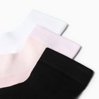 Набор женских носков (3шт), цвет белый/розовый/черный, размер 23-25 - Фото 3