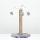Когтеточка с тремя игрушками, 35 х 35 х 53 см, серая с белыми лапками - Фото 3