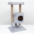 Домик для кошек с когтеточкой «Круглый с площадкой», 52×52×95 см, серый - Фото 2