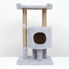 Домик для кошек с когтеточкой «Круглый с площадкой», 52×52×95 см, серый - Фото 3