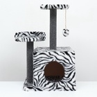 Домик для кошек с когтеточкой, квадратный, 3х-этажный, 35×45×75 см, ковролин, зебра - Фото 3