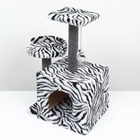 Домик для кошек с когтеточкой, квадратный, 3х-этажный, 35×45×75 см, ковролин, зебра - Фото 4