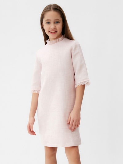 Платье нарядное для девочки MINAKU: PartyDress с воротником, розовое, рост 152-158 см