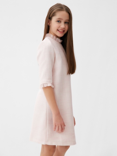 Платье нарядное для девочки MINAKU: PartyDress с воротником, розовое, рост 152-158 см