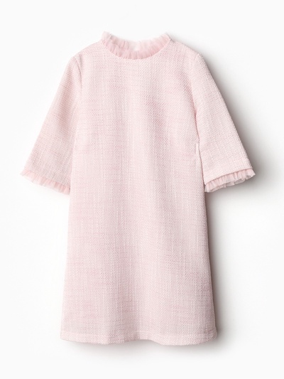 Платье нарядное для девочки MINAKU: PartyDress с воротником, розовое, рост 152-158 см