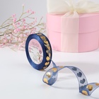 Лента капроновая с тиснением «Сердца», 15 мм, 23±1 м, тёмно-синяя, золотая - Фото 2