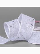 Лента декоративная, с глиттером, 38 мм, 9±0.5 м, белая, серебряная - Фото 2