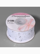 Лента декоративная, с глиттером, 38 мм, 9±0.5 м, белая, серебряная - Фото 3